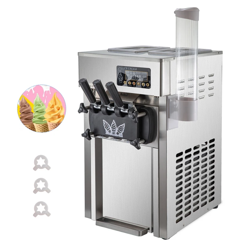 

Commercial Soft Ice Cream Machine Three Flavors Sweetener Ice Cream Makers Desktop Sweet Cone Vending Machine 1200W