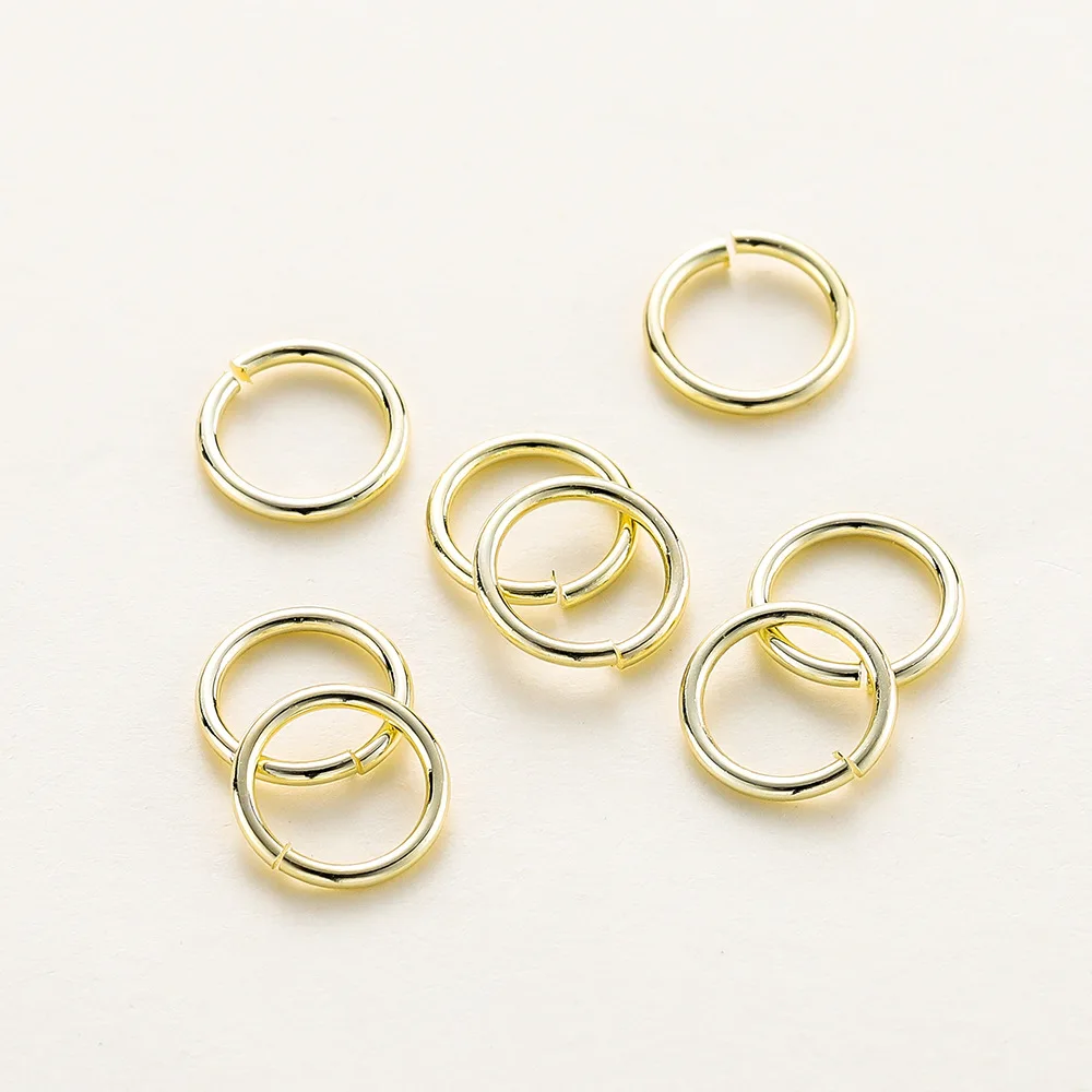 100Pcs Gold Plated Opening Ring Copper Plated Color Preserving Flat Mouth Ring DIY Necklace Connecting Ring Bracelet Accessories