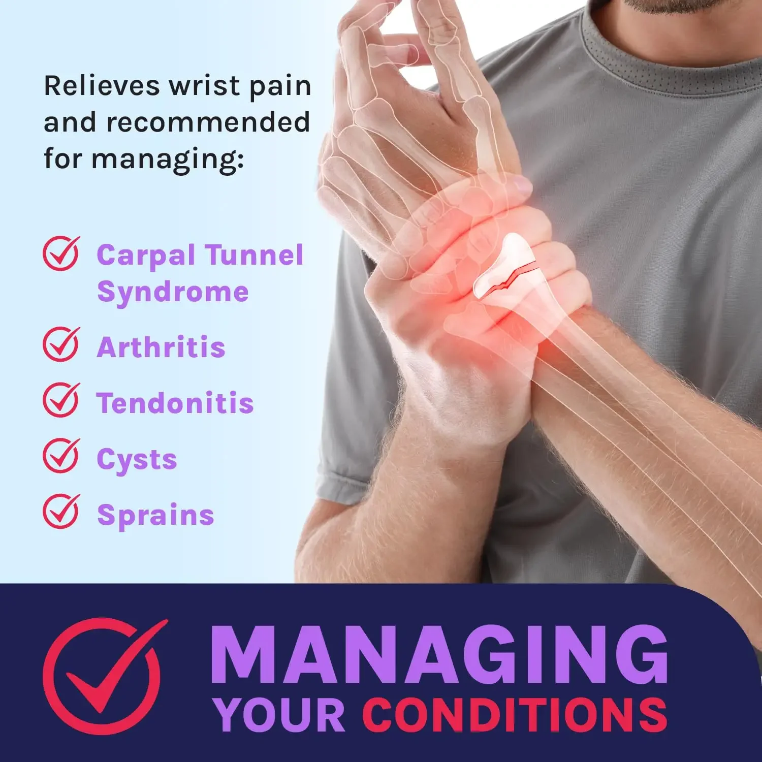 1 قطعة دعامة معصم قابلة للتعديل مثالية لدعم حزام التفاف اليد دعامة نفق الرسغ للياقة البدنية إصابات معصم نفق الرسغ مناسبة #2