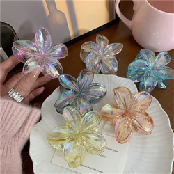 2024 New Gradient Large Flower Acrylic Hair Clip for Women Sweet Hair Claws Crab Clamp Barrettes Hawaiian Headwear Accessories