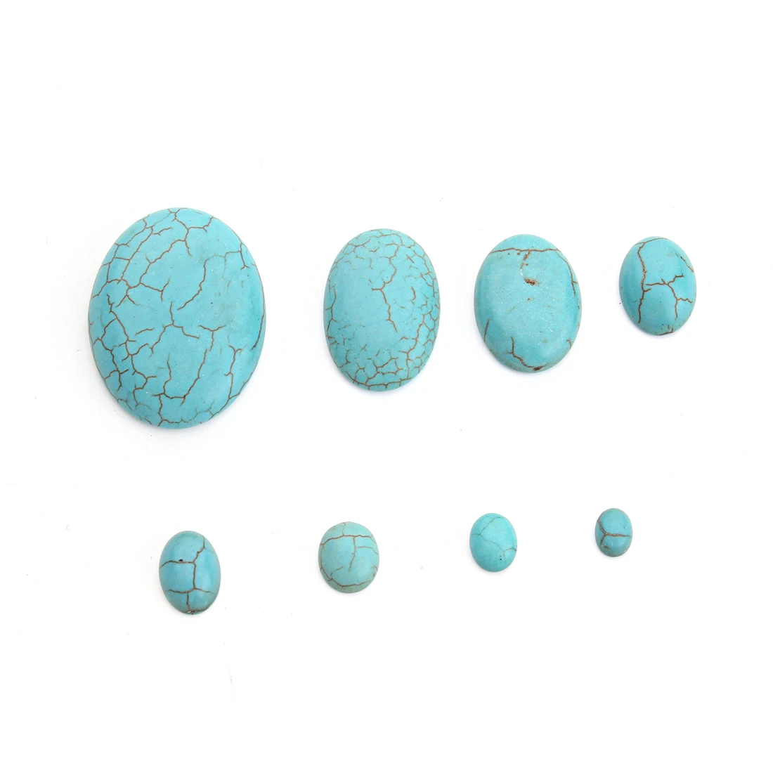 10 teile/los Blau Türkisen Naturstein Perlen Cabochon Flache Rückseite Oval Cabochons Cameo Für Schmuck Machen DIY Ring Zubehör – Detail 6