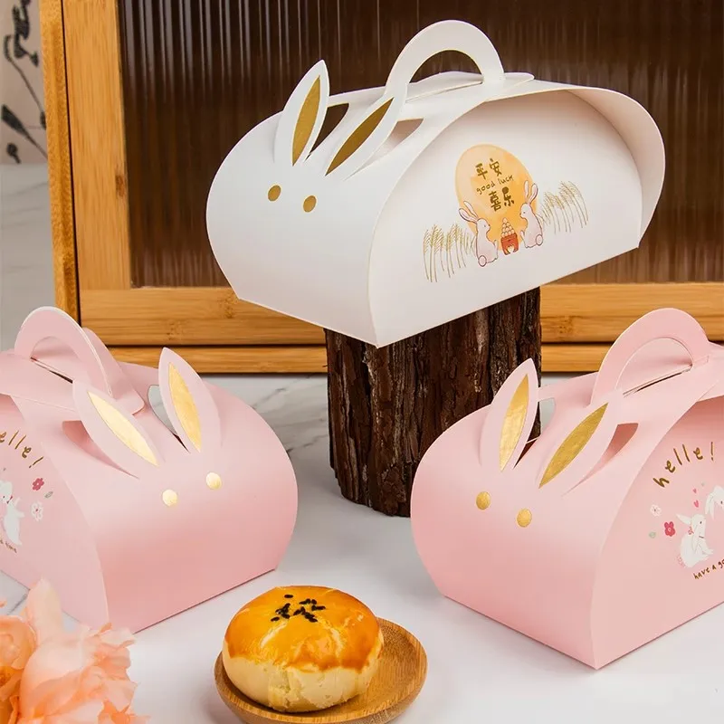 

[20pcs/lot] rabbit box 2piece mooncake/egg yolk packaging box Gift box for 2024 mid-autumn festival Candy box