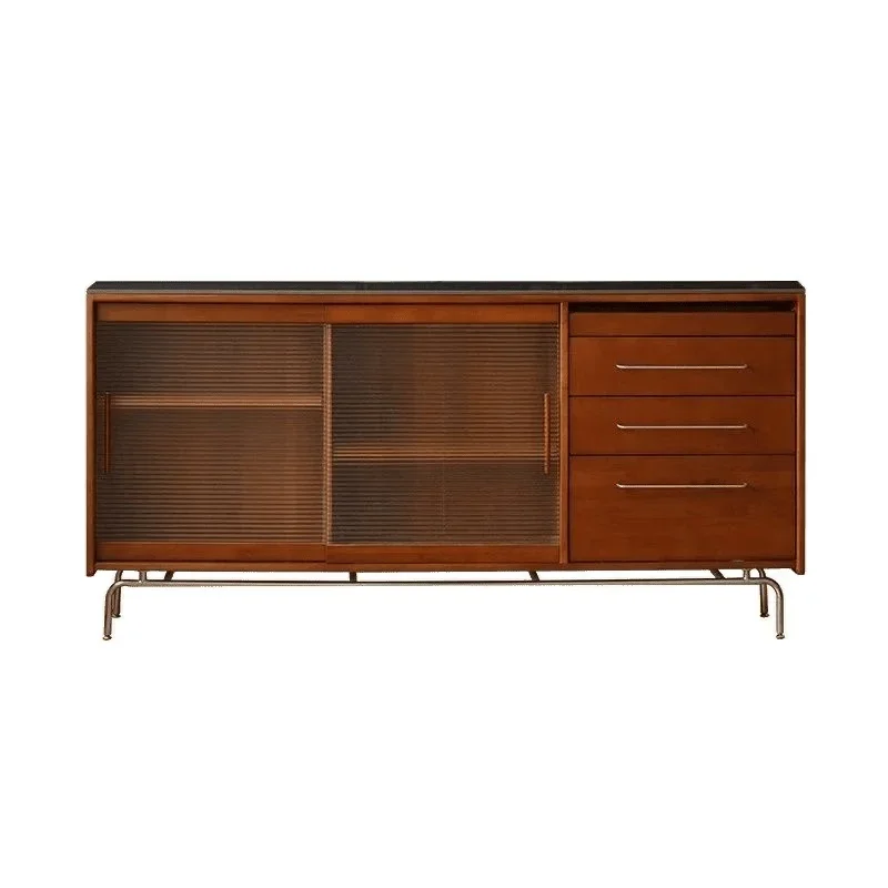 

Nordic retro solid wood dining side cabinet, Japanese-style locker, rock slab bedroom floor-to-ceiling