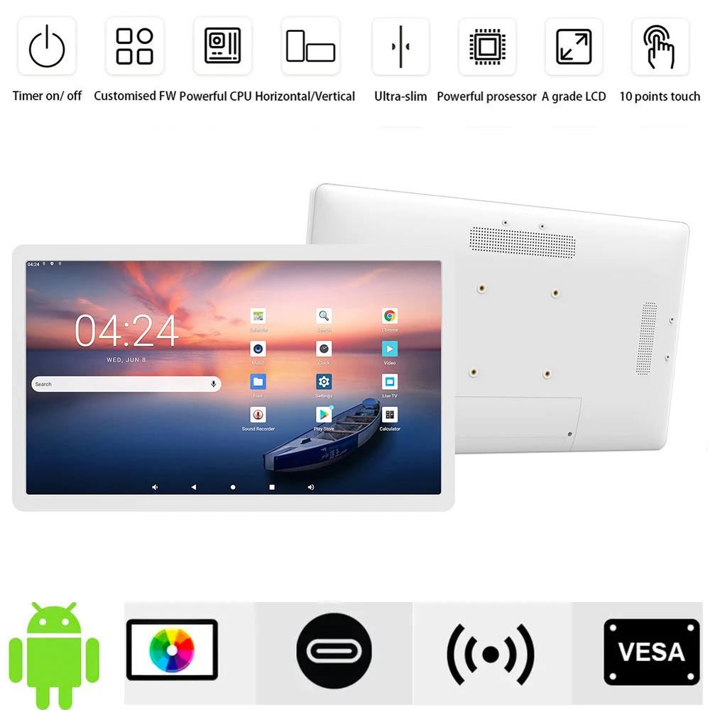 

16“ 1920*1200 Android PoE Industry Tablet wall mounted-touch screen monitor 2 in 1, wifi, RJ45,Typc-C, HDMI in, RK3399, 4GB+32GB