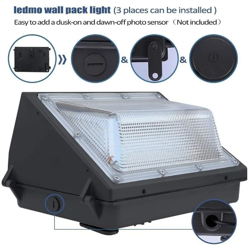 LEDMO 120W LED Wall Pack Light 4 Pack Dusk to Dawn Photocell Outdoor Commercial Industrial Lights 840W HPS HID Equivalent 5000K