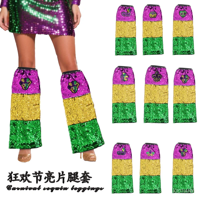 Christmas Stage Performance Stage Flash Atmosphere Costume Fashion Cosplay Lace Elastic Elastic Sequin Leg Cover Accessories