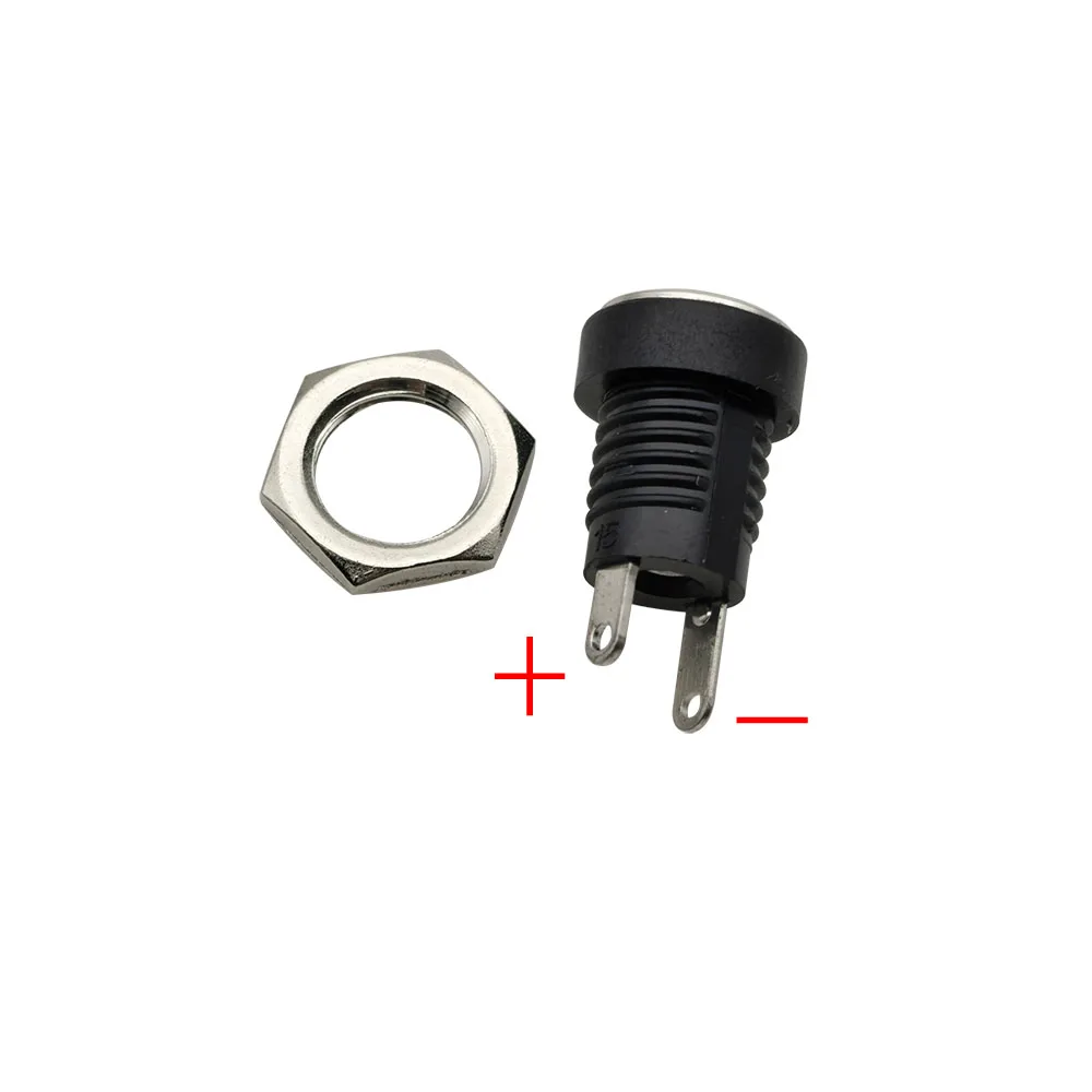 10/5/2Pcs 5.5X2.1Mm Dc Voeding Vrouw Jack Panel Mount Connector 5.5*2.1Mm Dc Socket Plug 2 Been Terminal Plug Adapter