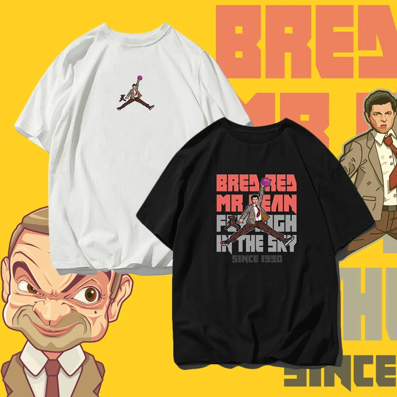 

New Flying Man Collaboration with Mr.Bean,creative and Funny Sports Pure Cotton T-shirt,Instagram Breathable Short-sleeved Shirt