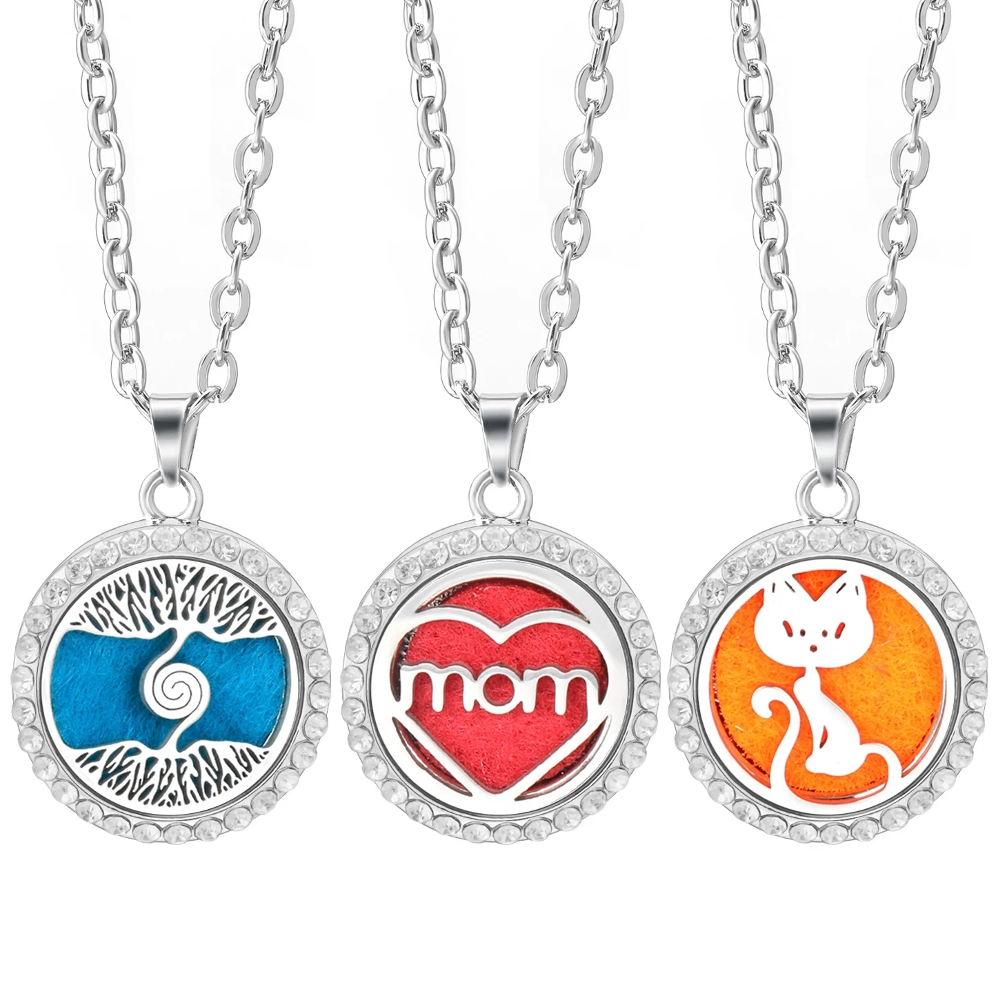 New Aromatherapy Necklace Stainless Steel Essential Oil Tree Of Life Perfume Pendant Support Custom Diffuser Locket Jewelry Gift