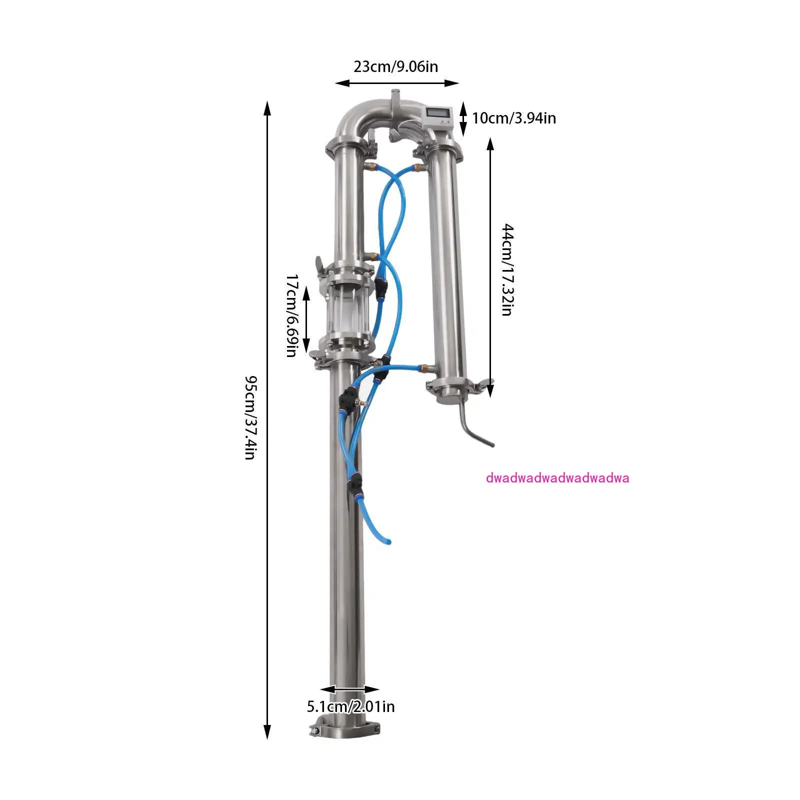 2inch Stainless Steel Moonshine Reflux Distilling Column Brew Wine Making Tool Tubular Distillation Tower