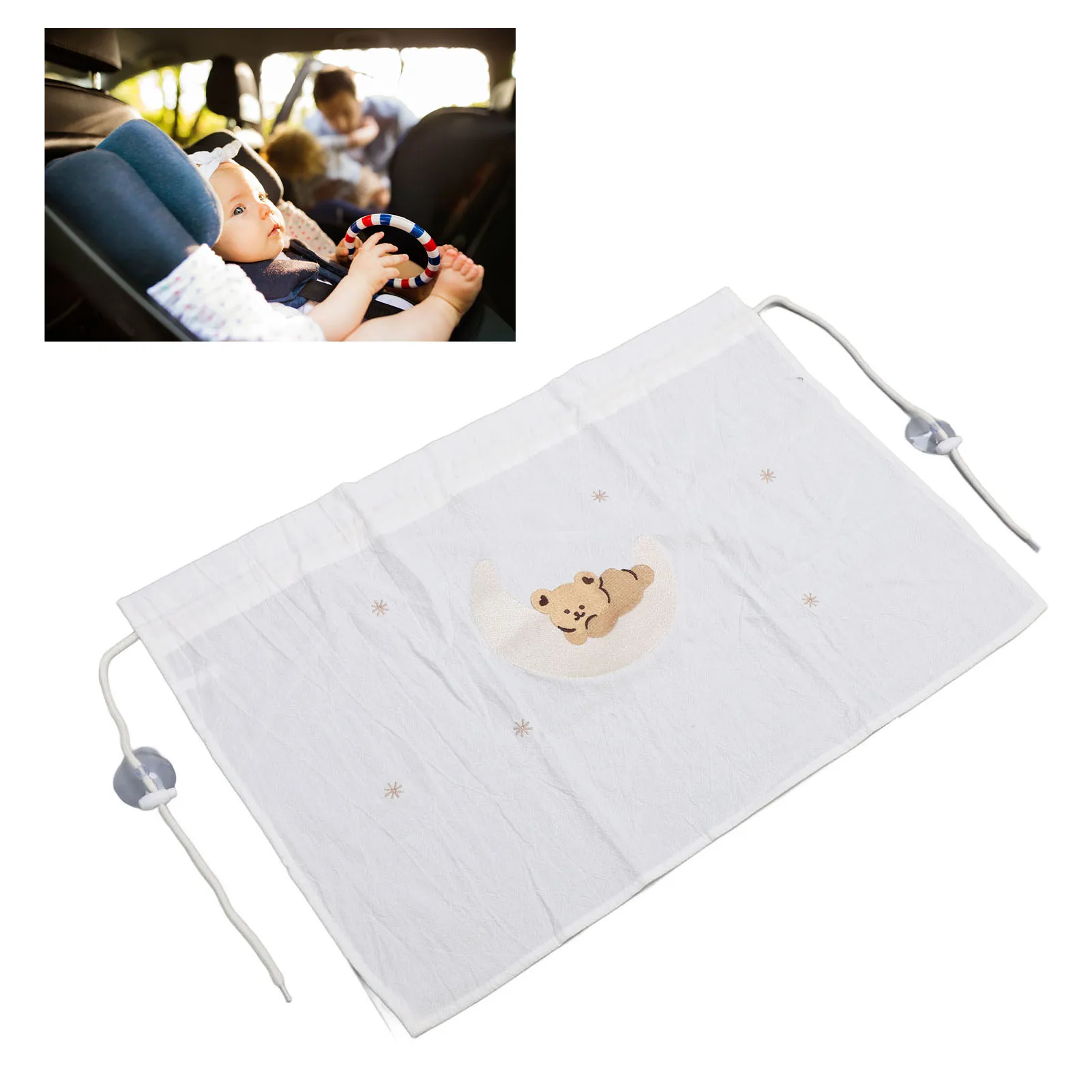 ZK40-cortina para ventana de coche de bebé, tela de algodón bordada con dibujos animados, protección UV, parasol lateral para coche