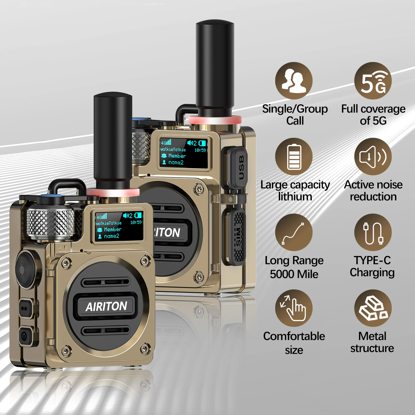 أجهزة اتصال لاسلكية غير محدودة المدى على مستوى البلاد 4G طويلة المدى لاسلكي تخاطب 5000 ميل يده POC AIRITON AI-G6 راديو اتجاهين #2