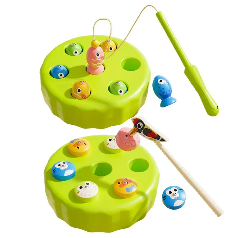 

Fishing Game Play Set Green Magnet Game Family Game Toy Fishing Pole Fine Motor Skill Toys For Preschool