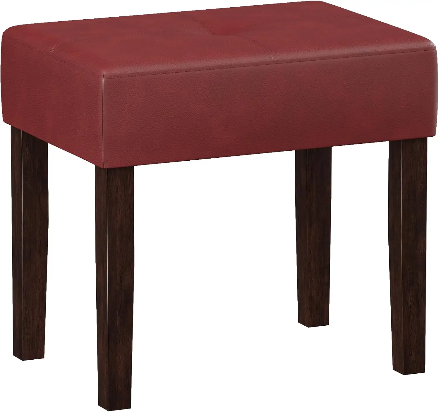 

Leather Vanity Stool, 20 H Wide Rec Ottoman Bench For Makeup Room, Vanity Chair With Wood Legs For Piano Room, Bedroom,Living