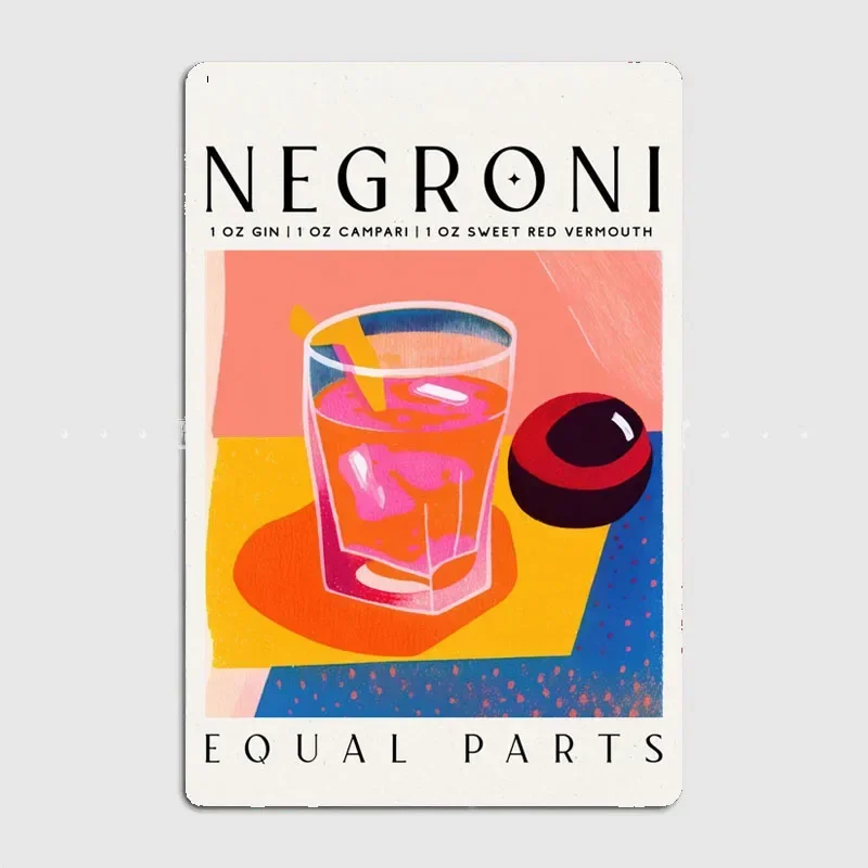 Negroni Cocktail Abstract Beer Poster Metal Sign Posters Room Decoration Indoor Custom Decor  Bar Home Decor Wall Decorations