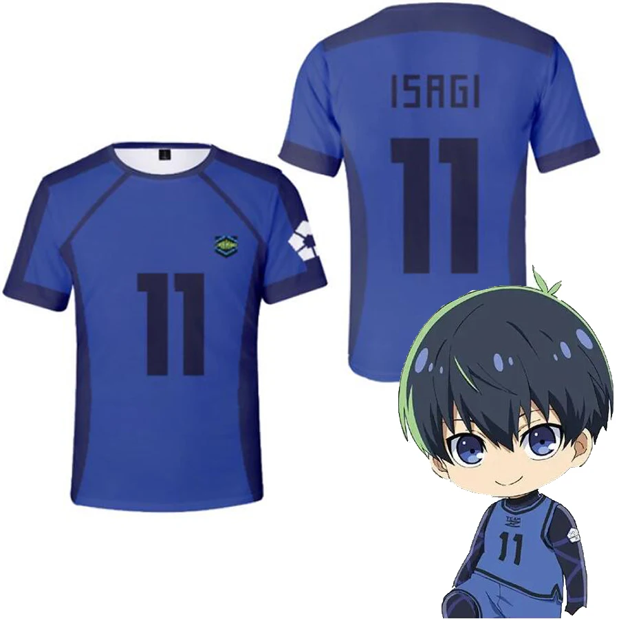 Men's Trend T-shirt Blue Lock Anime Football Team Short Sleeve 3D Printing Loose Casual Fashion Short Sleeve Men's O-neck Sports