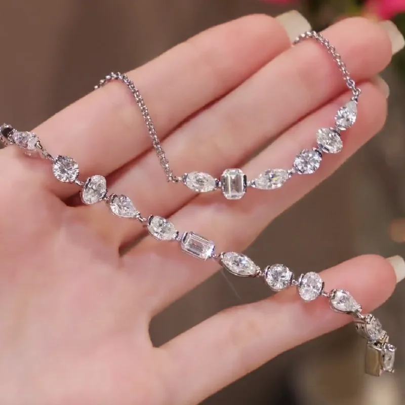 

CAMEO браслет из серебра 925 пробы с синтетическим цирконом, белый полный бриллиант, маркиза, изумрудная огранка, блестящий модный браслет