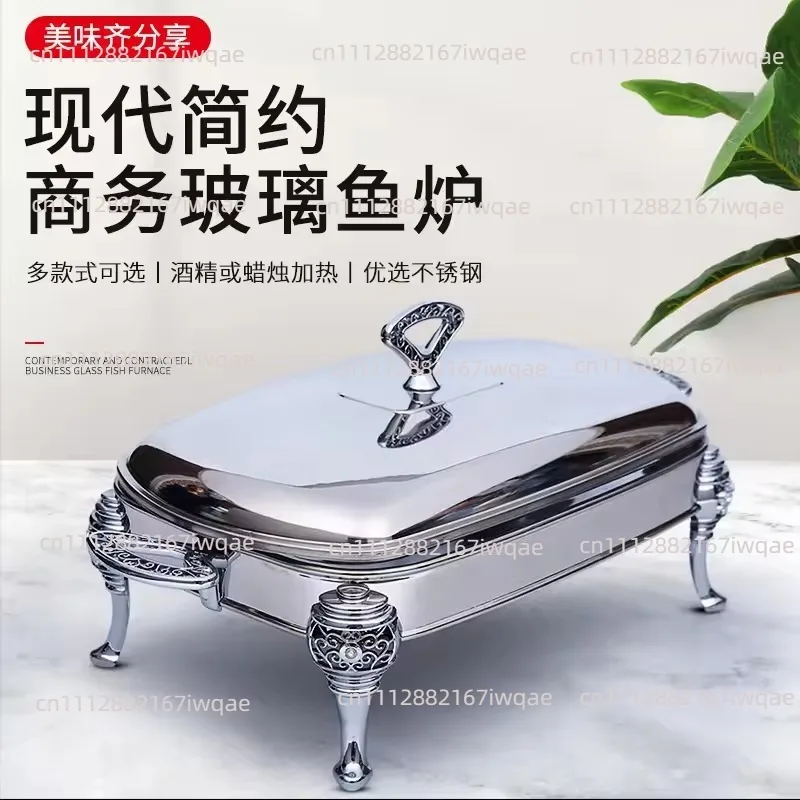 Multi-Function Gel Fuel Food Warmer, Stainless Steel with Heat Resistant Glass Lid, Commercial