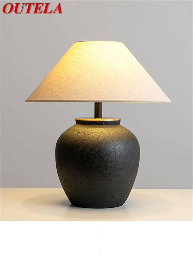 

OUTELA Nordic Ceramics Table Lamp Modern Art Living Room Bedroom Study LED Originality Brass Desk Light