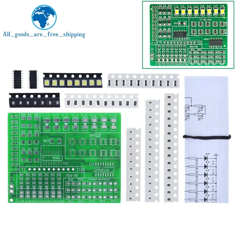 TZT Diy kit 15 color light controller kit 1801 SMD component welding practice board parts electronic production kit