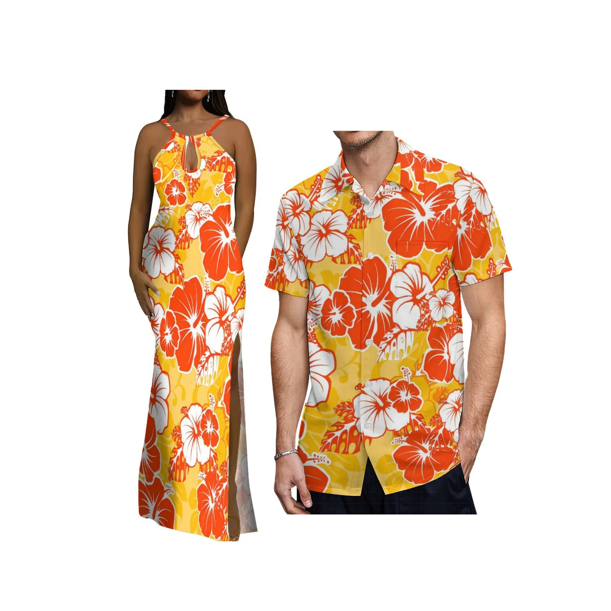 High Quality Custom Polynesian Style Water Drop Design Ladies Sling Strap Dress Elegant Sleeveless Slit Evening Dress Samoa Dres