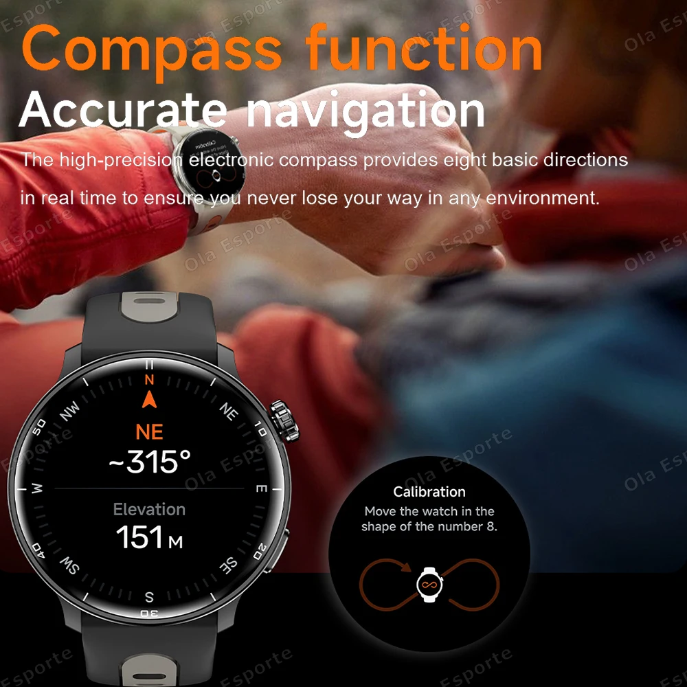 Reloj inteligente GPS incorporado Real para hombres y mujeres BT llamada telefónica militar 5ATM impermeable deporte al aire libre reloj inteligente brújula