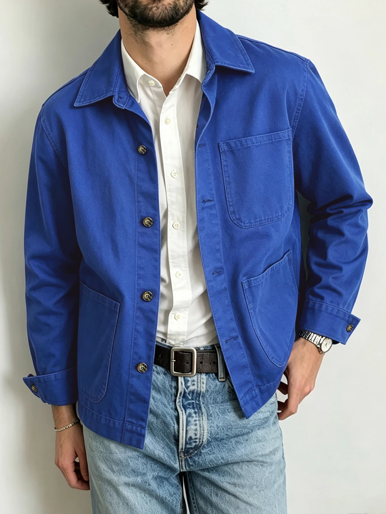 Spring Autumn Men Cropped Cotton Suit Jacket, Multi‑Pocket British Italian Vintage Blazer for Daily Business Commute