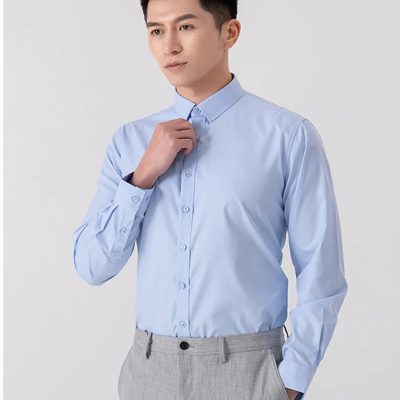 

Spring and autumn slim-fit business work clothes men's long-sleeved shirt free ironing casual social solid color thin fashion