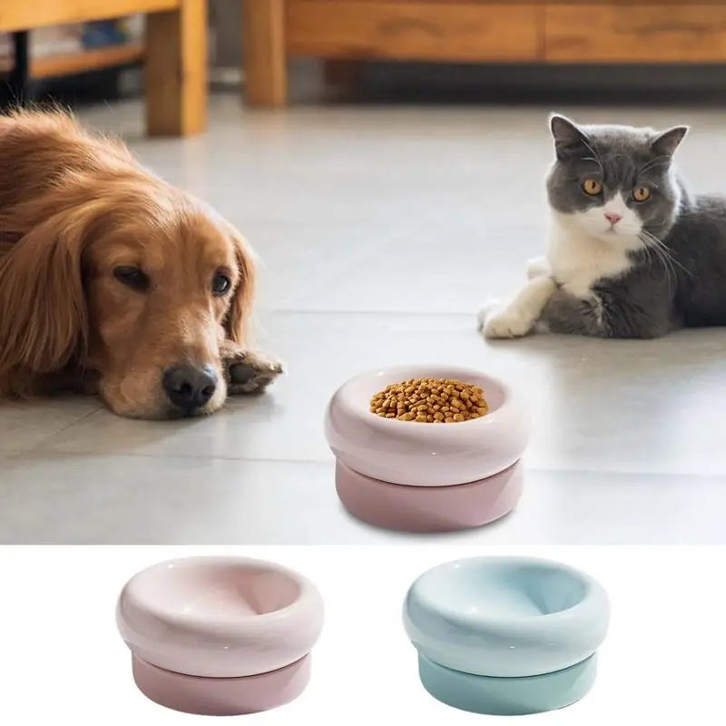 

Elevated Cat Bowls Raised Cat Food Bowls Whisker with Metal Stand Ceramic Cat Dish Plate Pet Food Container Pet Supplies