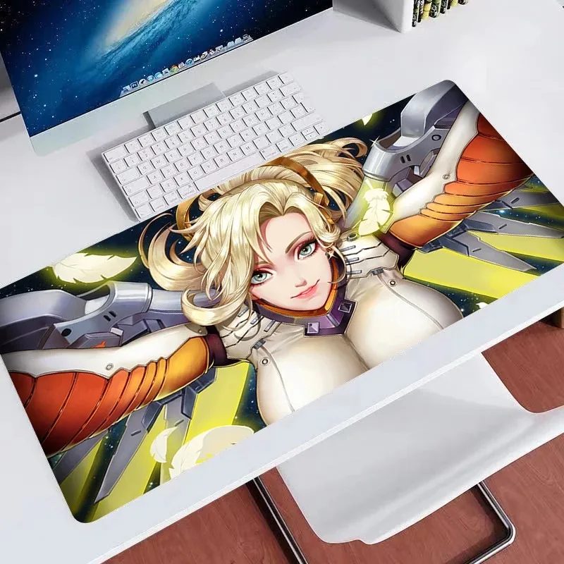 لوحة ماوس ألعاب كبيرة Overwatch هدايا الرحمة لوحات ماوس ناعمة وسادات مكتب للكمبيوتر لوحة المفاتيح الحصير الجدول البساط 900x400 لوحة ماوس الكمبيوتر