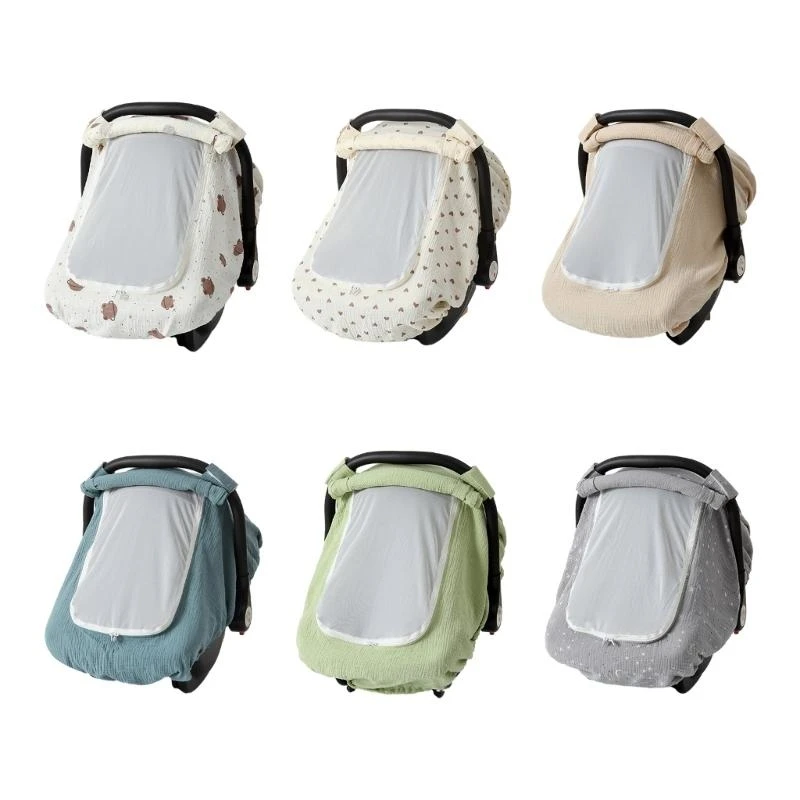 

Baby Car Covers Stretchy Cotton Canopy with Easy Access Peep Mesh G2TD