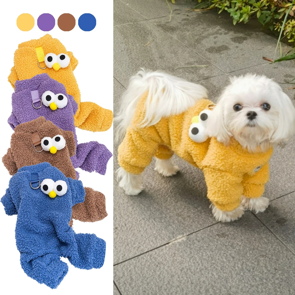 

Dog Winter overall Clothes 4 Legs - Plush Fleece Full Body Dog Sweater for Small Medium Dogs, Cozy Pet Jumpsuit with Hoodie