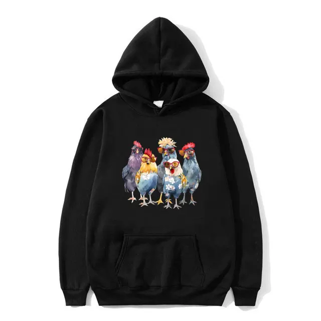 

Funny Chickens Print Hoodie Men Women Causal Oversized Sweatshirt Male Fashion Streetwear Unisex Vintage Long Sleeve Hoodies