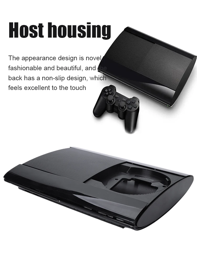 حافظة كاملة لوحدة التحكم في الألعاب مجموعة كاملة من ملحقات الألعاب باللون الأسود مع غطاء بديل لـ PS3 Super Slim 4K 4000
