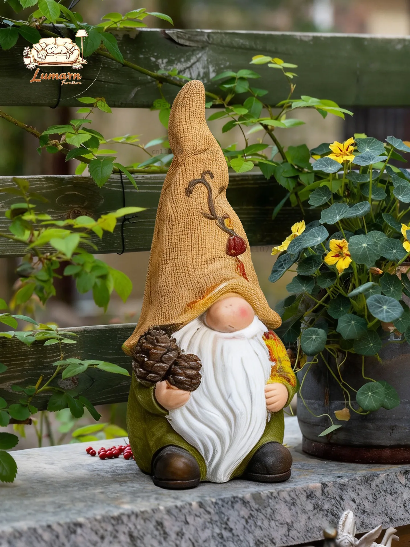 Outdoor Garden Goblin Ornament Patio Balcony Landscaping Autumn Harvest Pumpkin Thanksgiving Gift Gardening Ornament