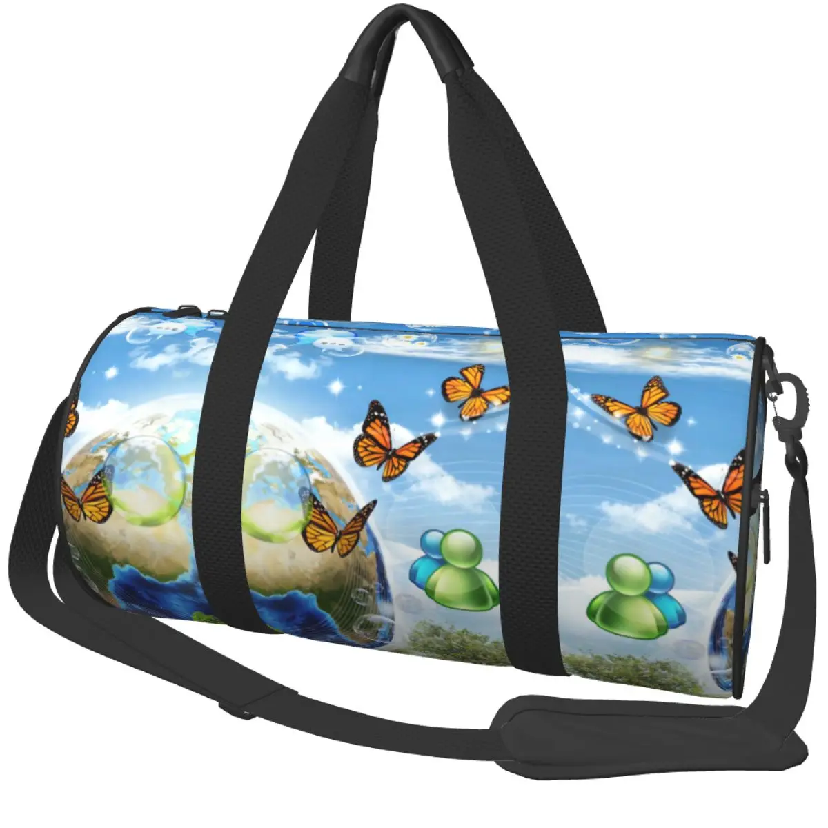 Frutiger Aero Sport Bags with Shoes Gym Bag Waterproof Couple Custom Handbag Training Vintage Fitness Bag