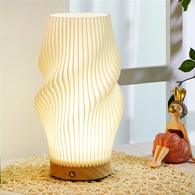 Abll-dimmable novidade pequena lâmpada de mesa para o quarto estilo vintage listrado pequena luz da noite lâmpada cabeceira