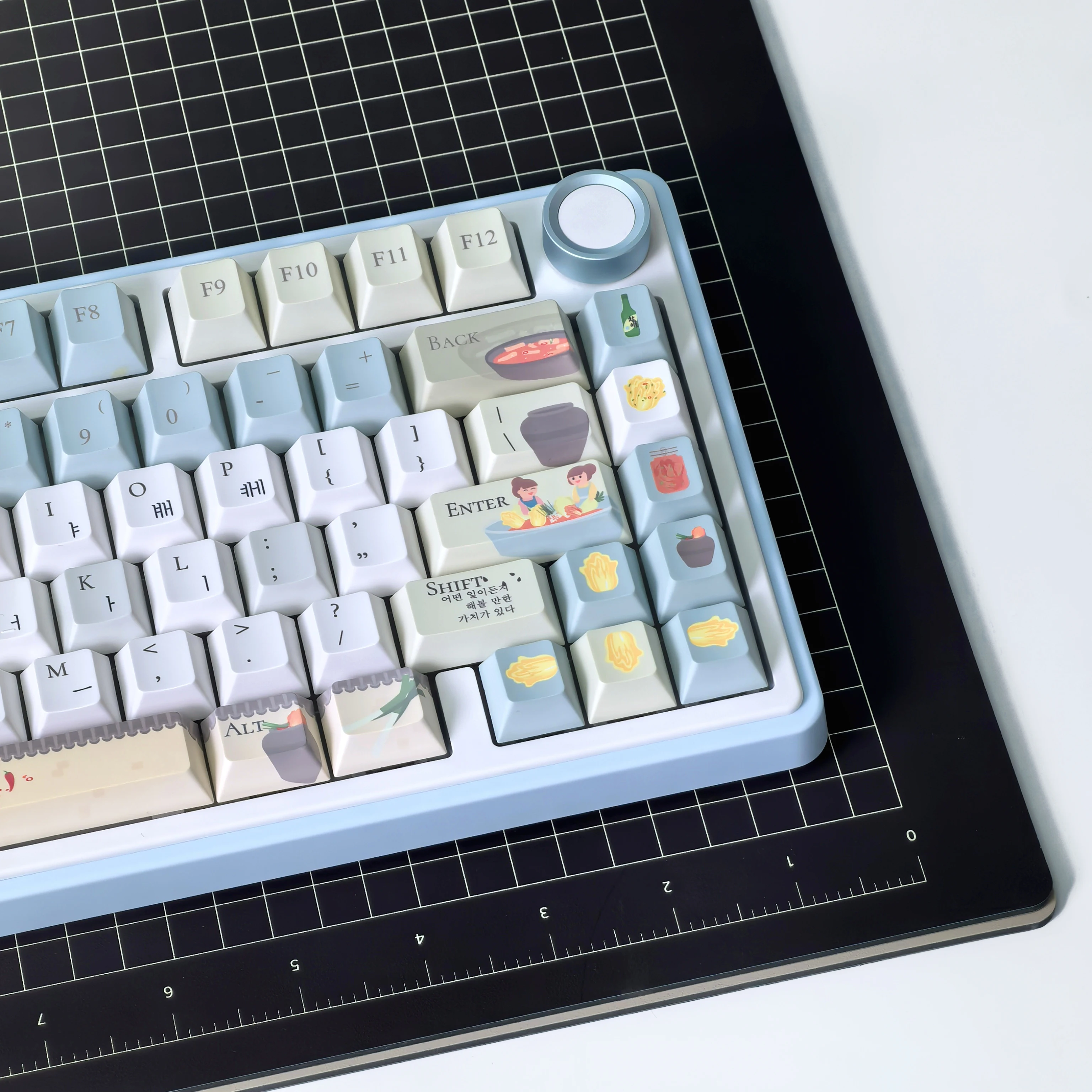 Kimchi Korean Keycaps Morandi Color Korean Culture Iso/Ansi Layout For Aula F75/F99 Keyboard Customized Keycaps
