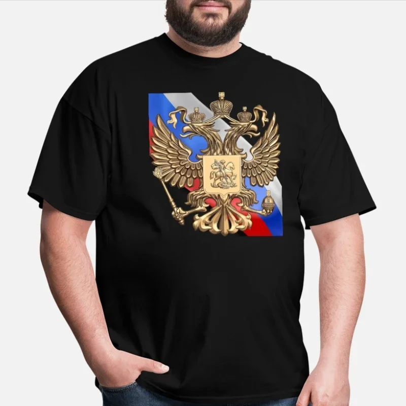 Russian Flag Patriotism Russia Double-head Eagle National Emblem T-Shirt. Summer Cotton Short Sleeve O-Neck Mens T Shirt S-3XL