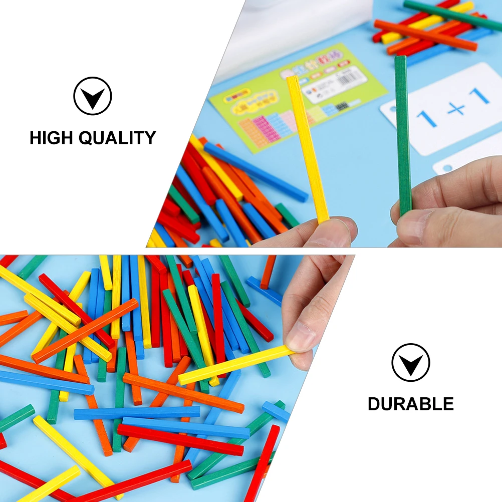 100 قطعة قضبان حسابية خشبية تعليمية للأطفال قضبان عد خشبية للرياضيات تعلم التعرف على الألوان