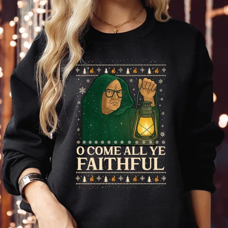 

Рождественский джемпер Traitors Oh Come All Ye Faithful Толстовка Рождественский подарок Traitors Рождественская толстовка с капюшоном Женская одежда Пуловер