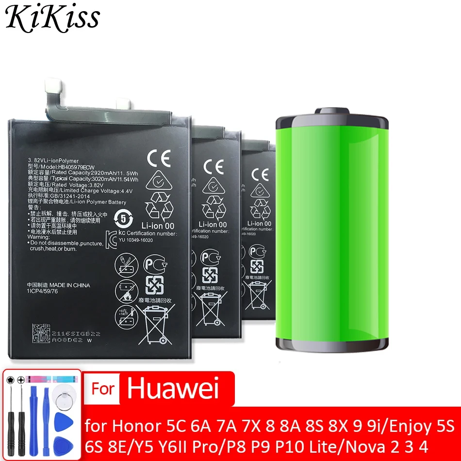 Battery For Huawei Nova 2 3 4/Enjoy 5S 6S 8E, for Honor 5C 6C 6A 7A 7C 7X 8 8A 8S 8X 9 9i/Y5 Y6 II Pro 2017/P8 P9 P10 Lite mini