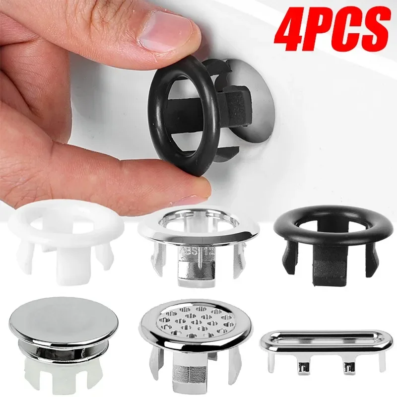 4/1 Stuks Gootsteen Gat Ronde Overloop Deksel Keukenbak Trim Holle Overloop Ring Plug Badkamer Wastafel Overloop Ring Accessoires