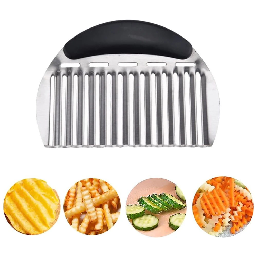 สแตนเลสสตีลมันฝรั่ง WAVE มีดทอดฝรั่งเศสเครื่องตัดมันฝรั่งเครื่องตัด Chopper ใบมีดหยักแครอทเครื่องตัดอุปกรณ์ครัว