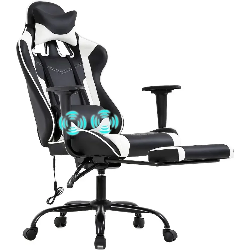 

PC Gaming Chair Office Chair Ergonomic Massage PU Leather Recliner Computer Chair with Lumbar Support Rolling Swivel