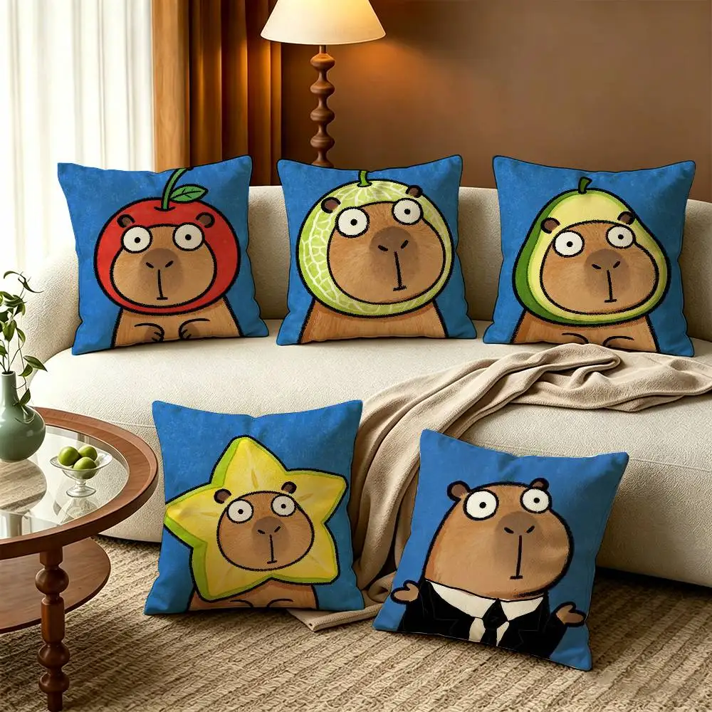 

Lovey C-Capybara Square Zipper Cotton Linen Fabric Pillow Cases Bedroom Home Decorative Boys Girls Gift