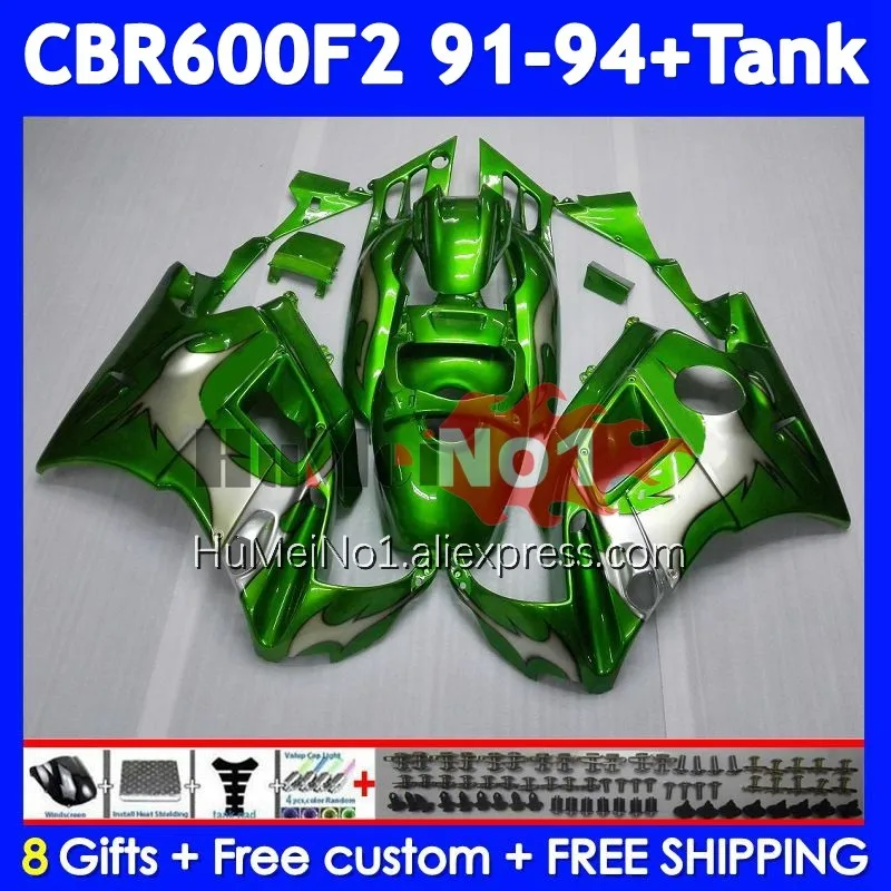 Body+Tank For HONDA CBR600 F2 FS CBR600FS Green&flames 37No.22 CBR600F2 CBR 600F2 600 F2 1991 1992 1993 1994 91 92 93 94 Fairing