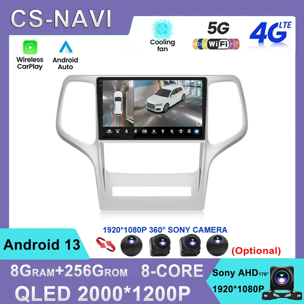 

Автомагнитола для Jeep Grand Cherokee 2008-2013, Android 13, автомобильный радиоприемник, мультимедийный плеер, Carplay, Wi-Fi, DSP, радио, 2Din, 4G, QLED экран