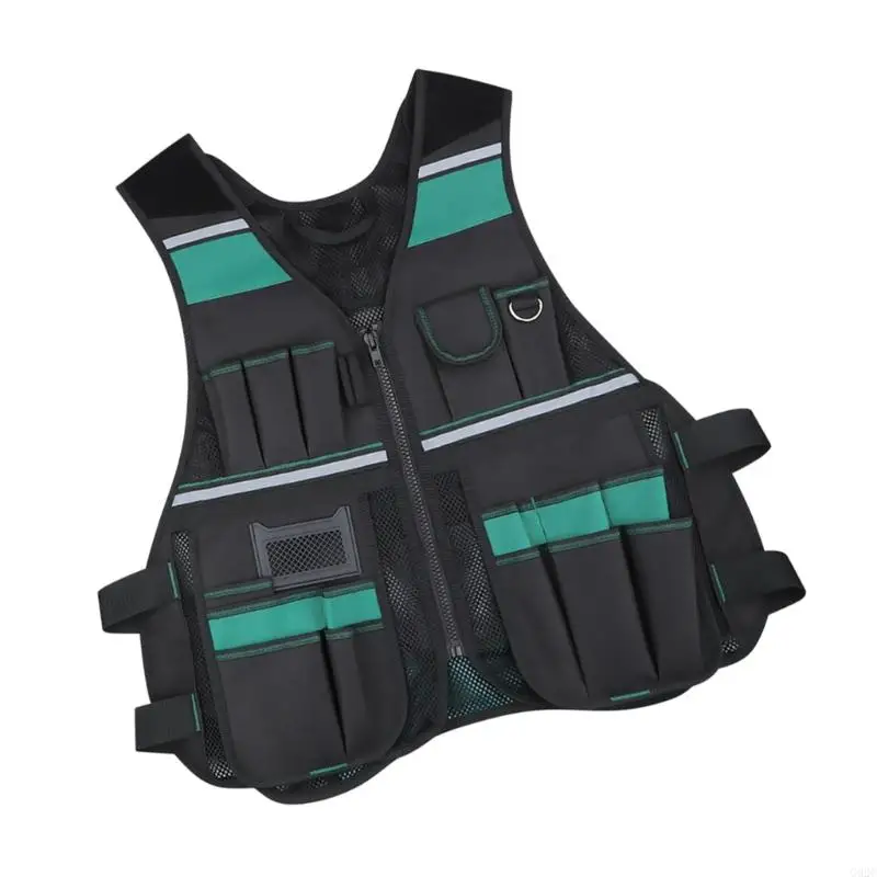 

G92C Practical Tool Vest For Electricians And Carpenters Adjustable Workwear With 17 Compartments For Construction Safety