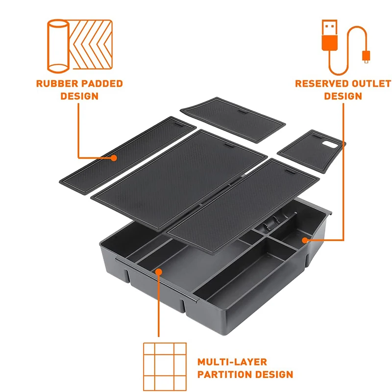 Center Console Organizer Tray for 2021 2022 2023 Ford F150 Raptor Center Armrest Glove Storage Box Accessories F150